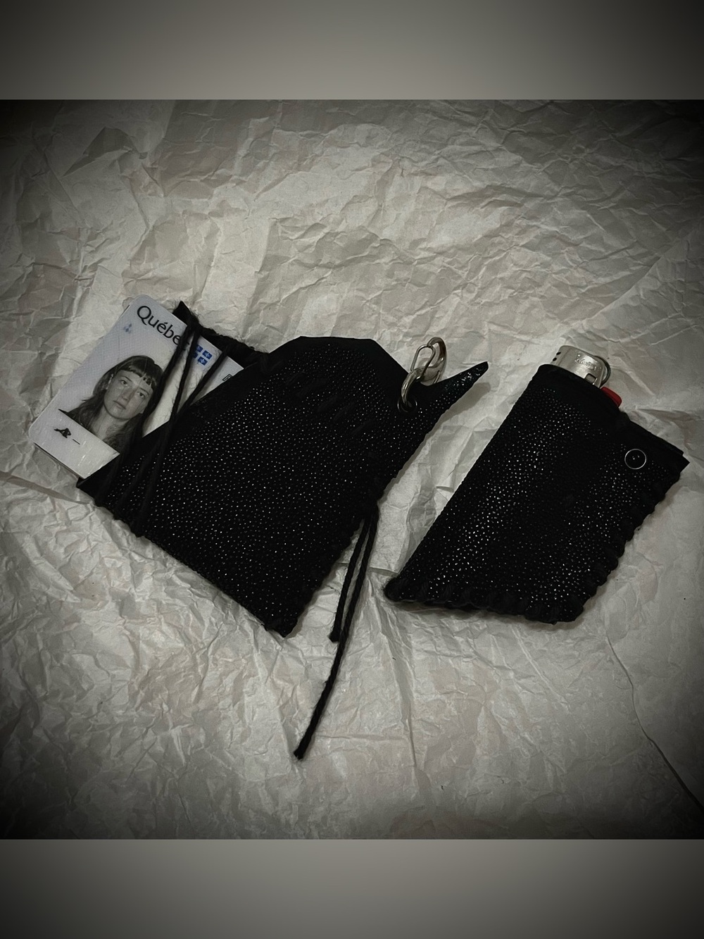 Black Beaded Lighter Case & Card Sleeve Set